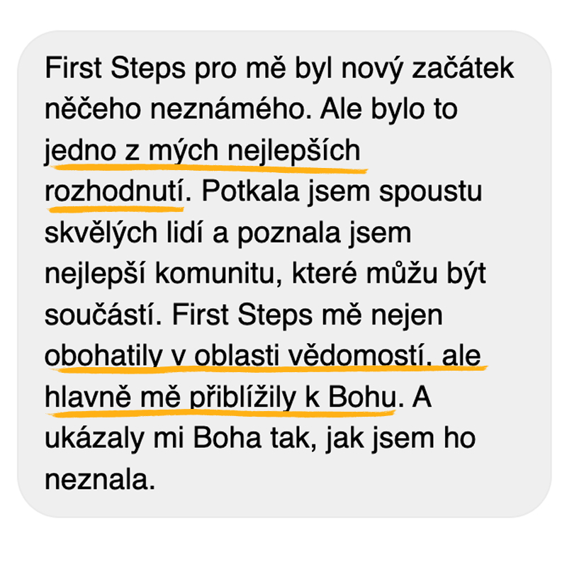 Reference účastníka kurzu First Steps