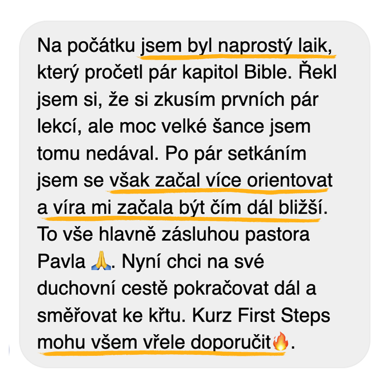 Reference účastníka kurzu First Steps
