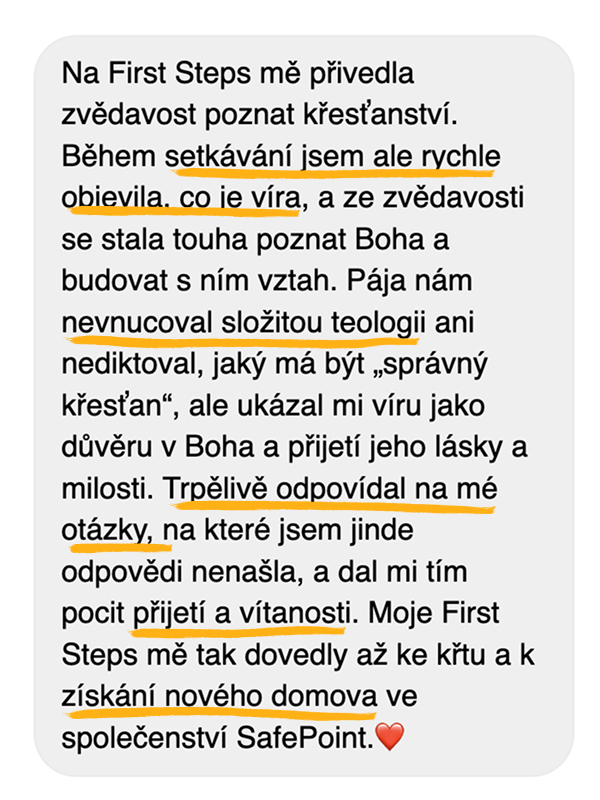 Reference účastníka kurzu First Steps