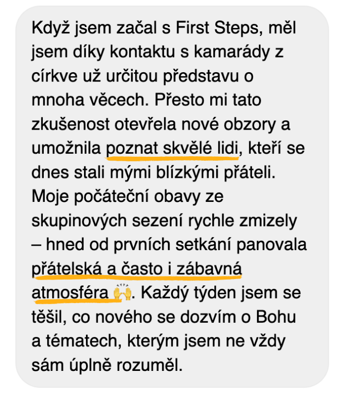 Reference účastníka kurzu First Steps