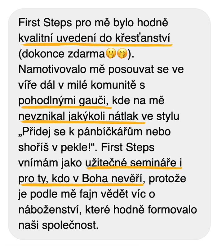 Reference účastníka kurzu First Steps